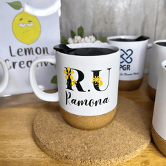 Tazas con Base de Corcho y Tapa Personalizadas - Lemon Creativo