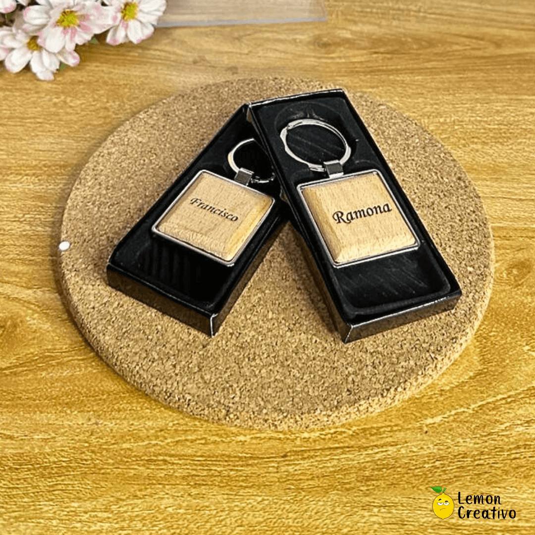 Llavero de Madera y Aluminio - Lemon Creativo