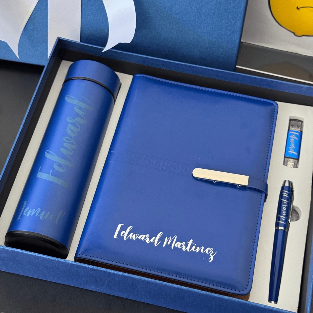 Box Gift Corporativo Personalizado: Agenda, Lapicero, Memoria USB y Botella Smart - Lemon Creativo