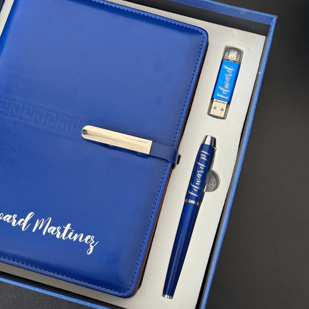 Box Gift Corporativo Personalizado: Agenda, Lapicero, Memoria USB y Botella Smart - Lemon Creativo