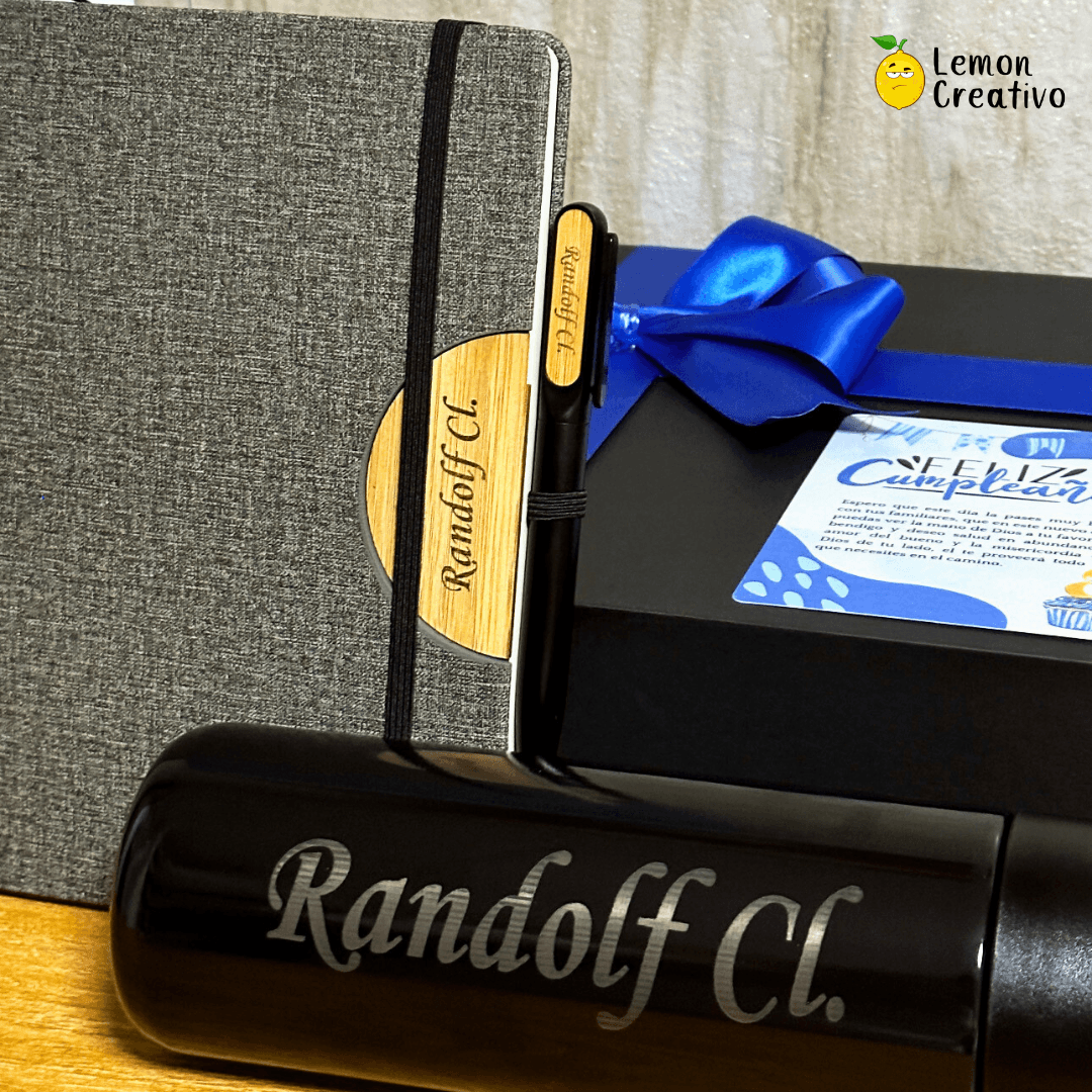 Box Gift | Libreta con holder, Lapicero y Termo - Lemon Creativo