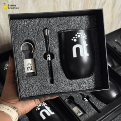 Set de Regalo Corporativo 3 Piezas: Lapicero, Llavero y Vaso Vinero - Lemon Creativo