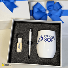 Set de Regalo Corporativo 3 Piezas: Lapicero, Llavero y Vaso Vinero - Lemon Creativo