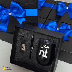 Set de Regalo Corporativo 3 Piezas: Lapicero, Llavero y Vaso Vinero - Lemon Creativo