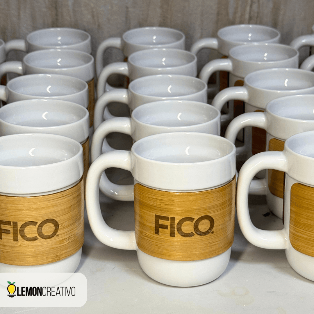 Taza Cerámica y Bambú Personalizada - Lemon Creativo