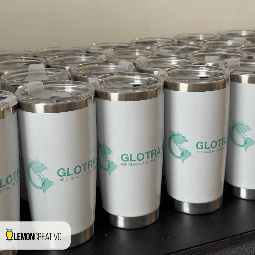 Vaso Térmico con Borde Plateado Personalizado - Lemon Creativo