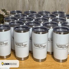 Vaso Térmico con Borde Plateado Personalizado - Lemon Creativo