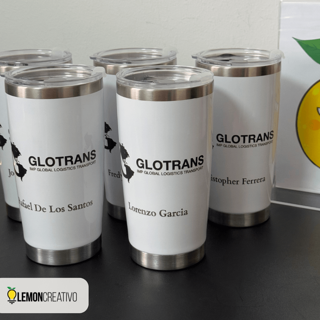 Vaso Térmico con Borde Plateado Personalizado - Lemon Creativo