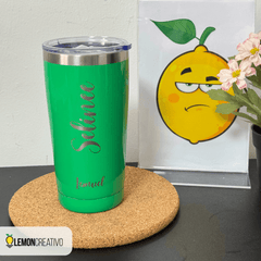 Vaso Térmico con Borde Plateado Personalizado - Lemon Creativo