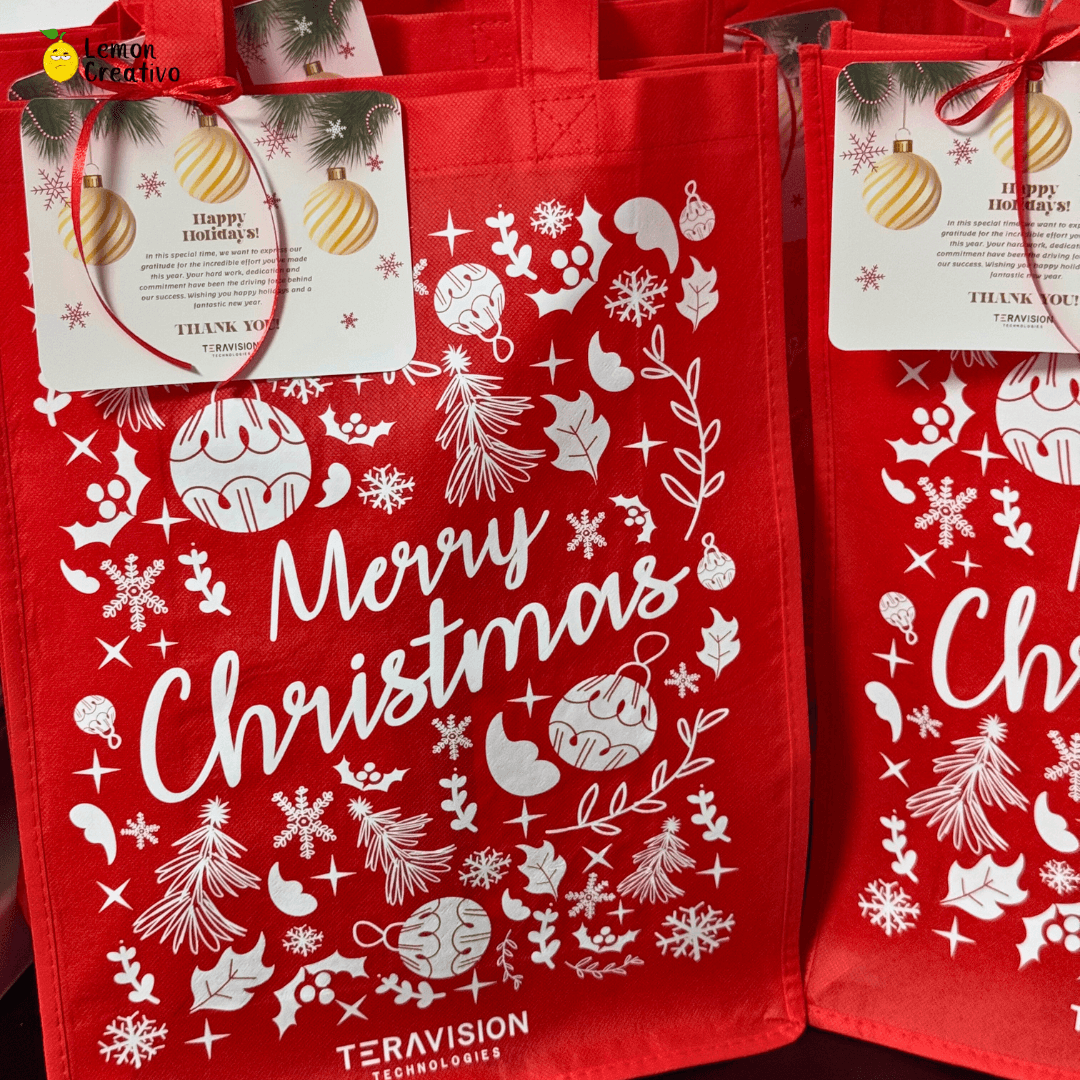 Set de Bolsa, Vino y Chocolate - Regalo Navideño Personalizado - Lemon Creativo