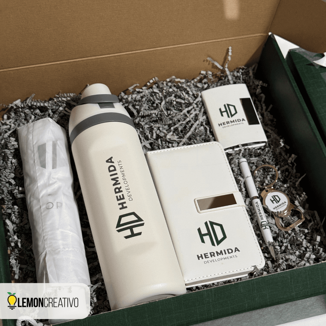 Corporate kits with premium branding.