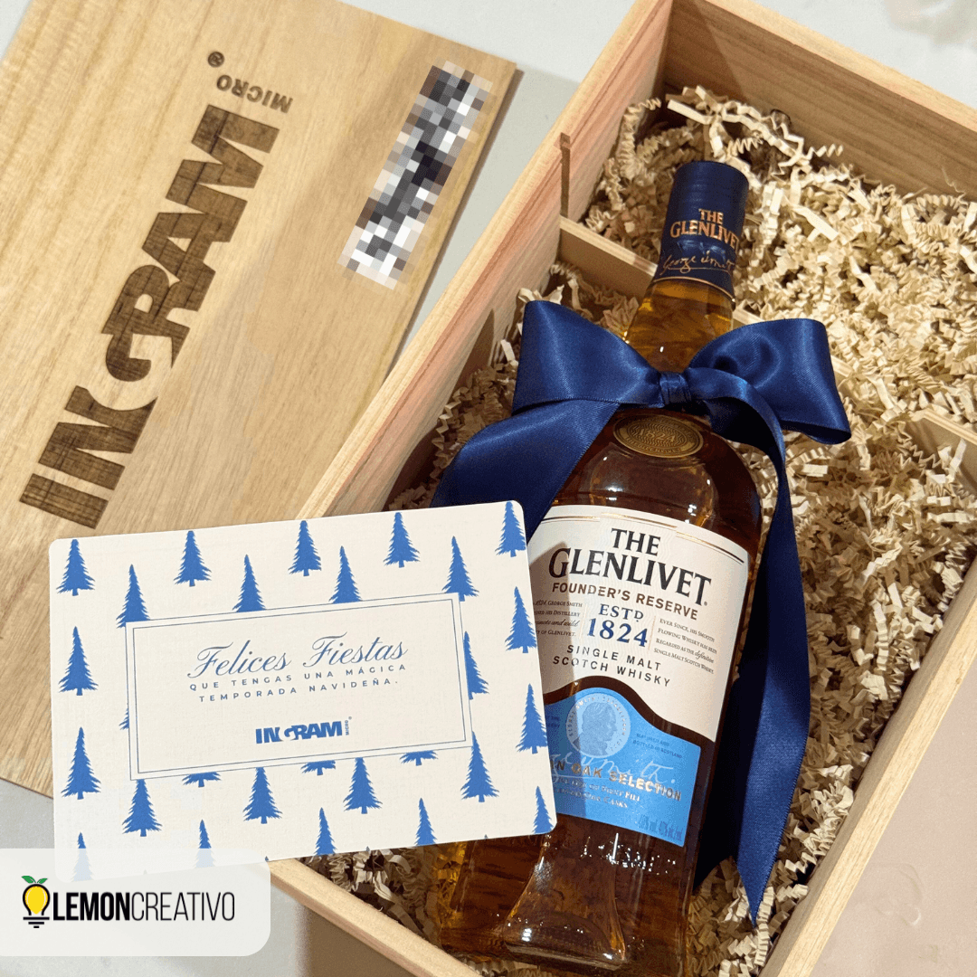 Box Glenlivet Premium con Estuche Grabado Láser de Madera Kits empresariales personalizado con logo