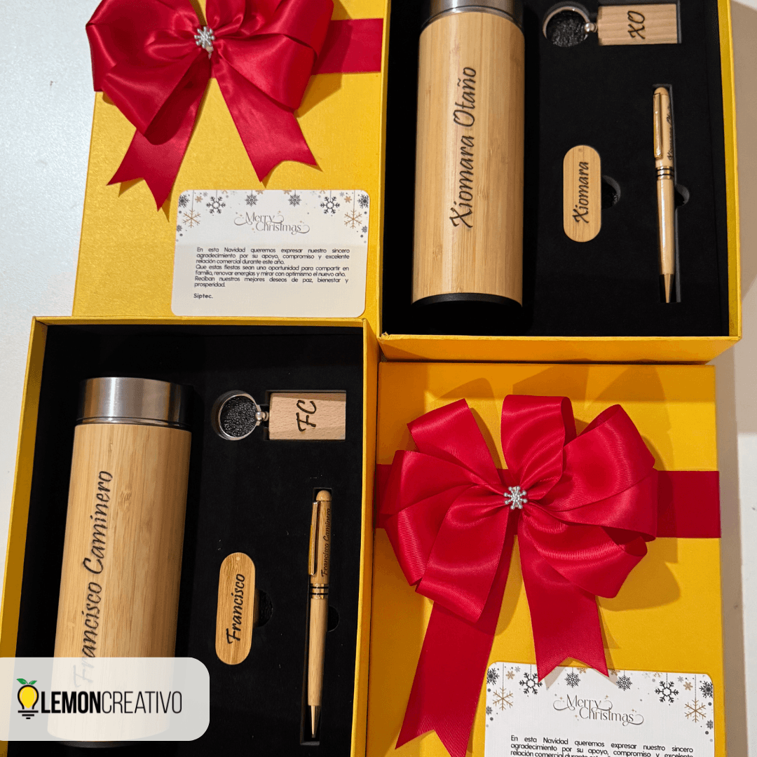 Gift Box | Termo Smart, Lapicero, Memoria USB y Llavero Kits empresariales personalizado con logo