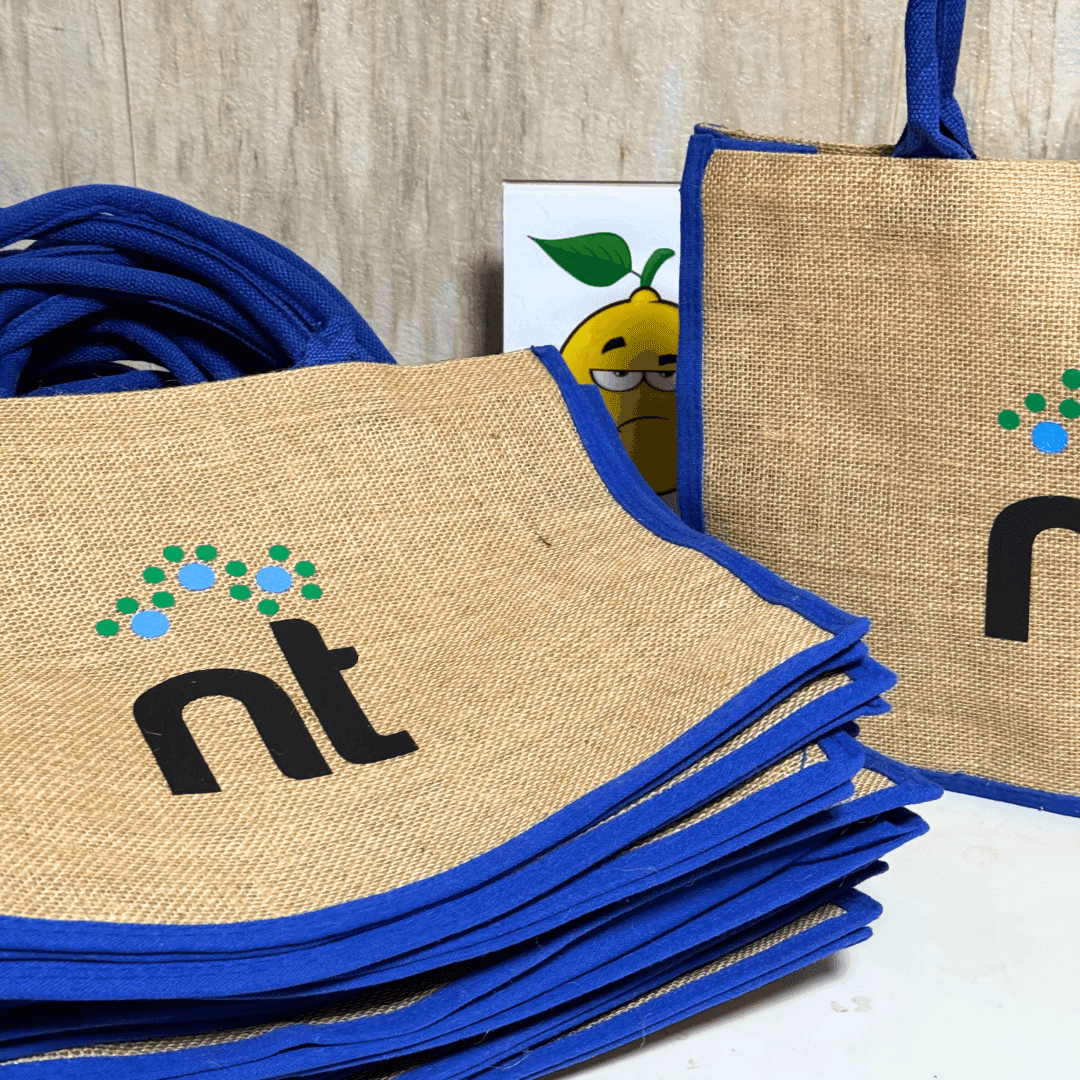 Bolso de Yute Personalizado con Borde y Asa de Color – Estilo Sostenible para Tu Marca - Lemon Creativo