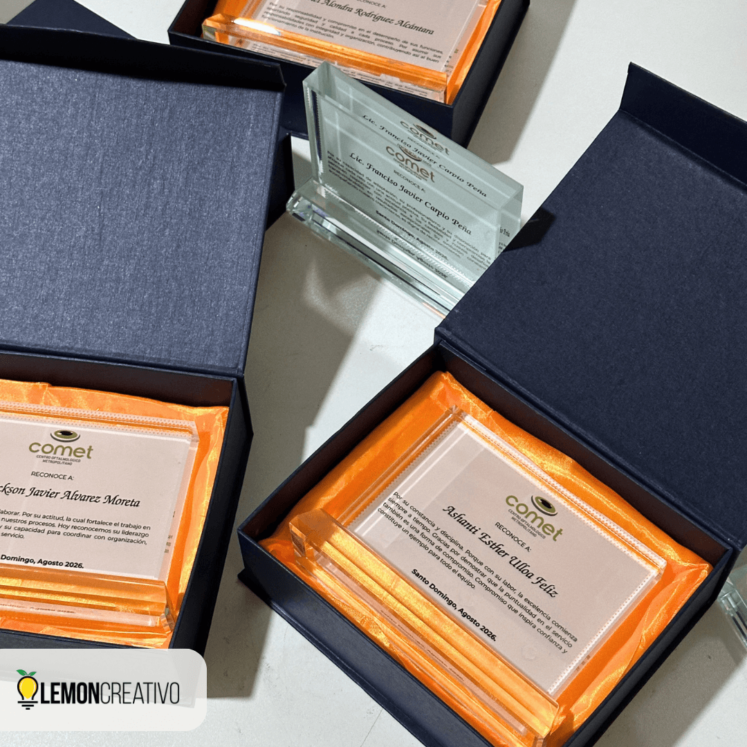 Placa de Reconocimiento de Cristal - Horizontal for corporate branding
