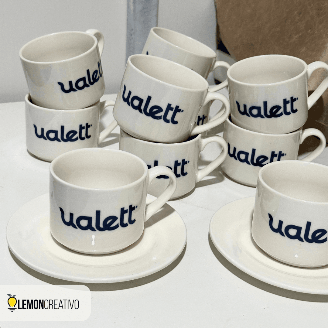 Set Taza and Plato 6 oz custom – Elegancia corporate for corporate branding