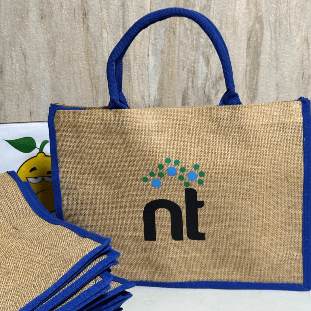 Bolso de Yute Personalizado con Borde y Asa de Color – Estilo Sostenible para Tu Marca