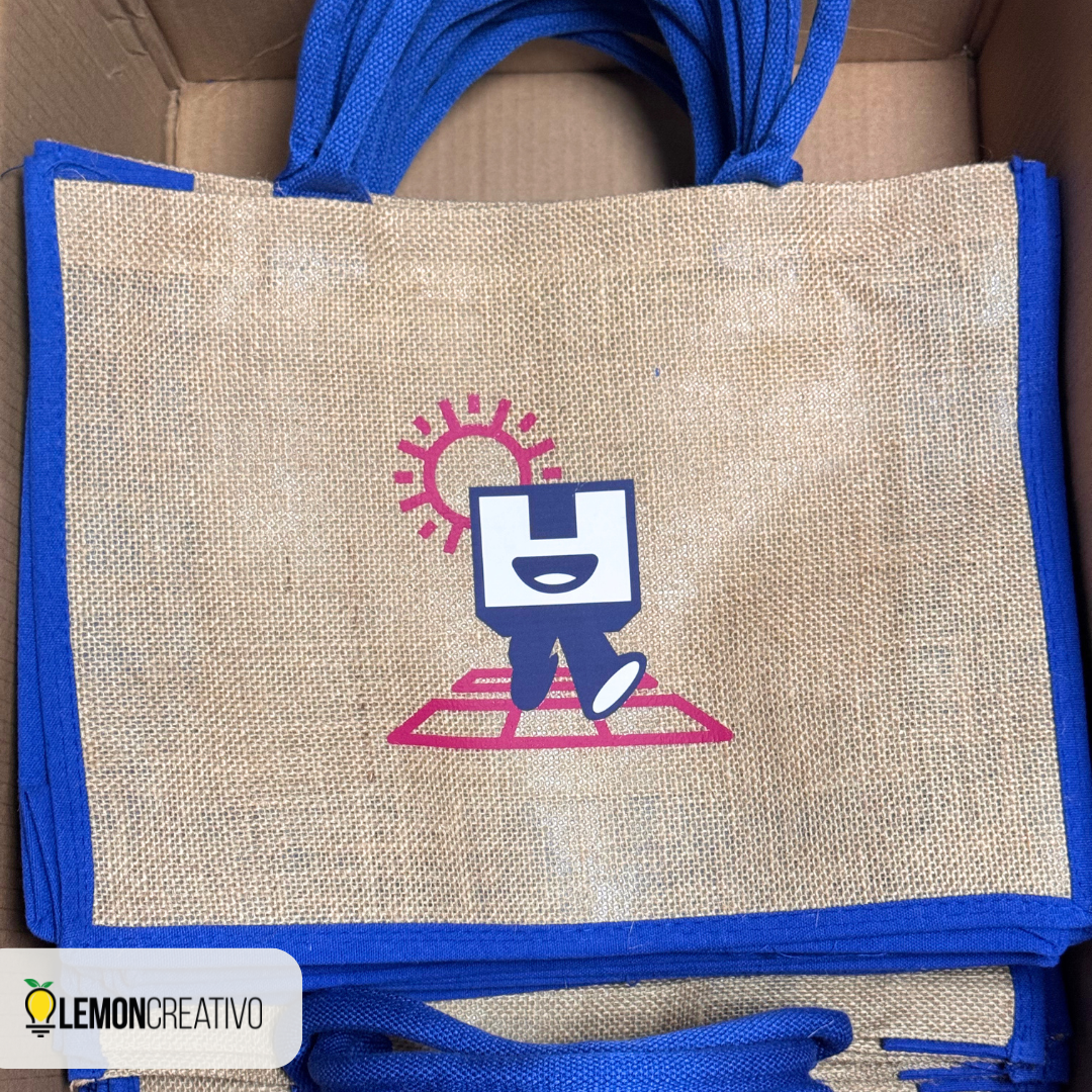 Custom Jute Bag with Colored Trim and Handle – Sustainable Style for Your Brand 