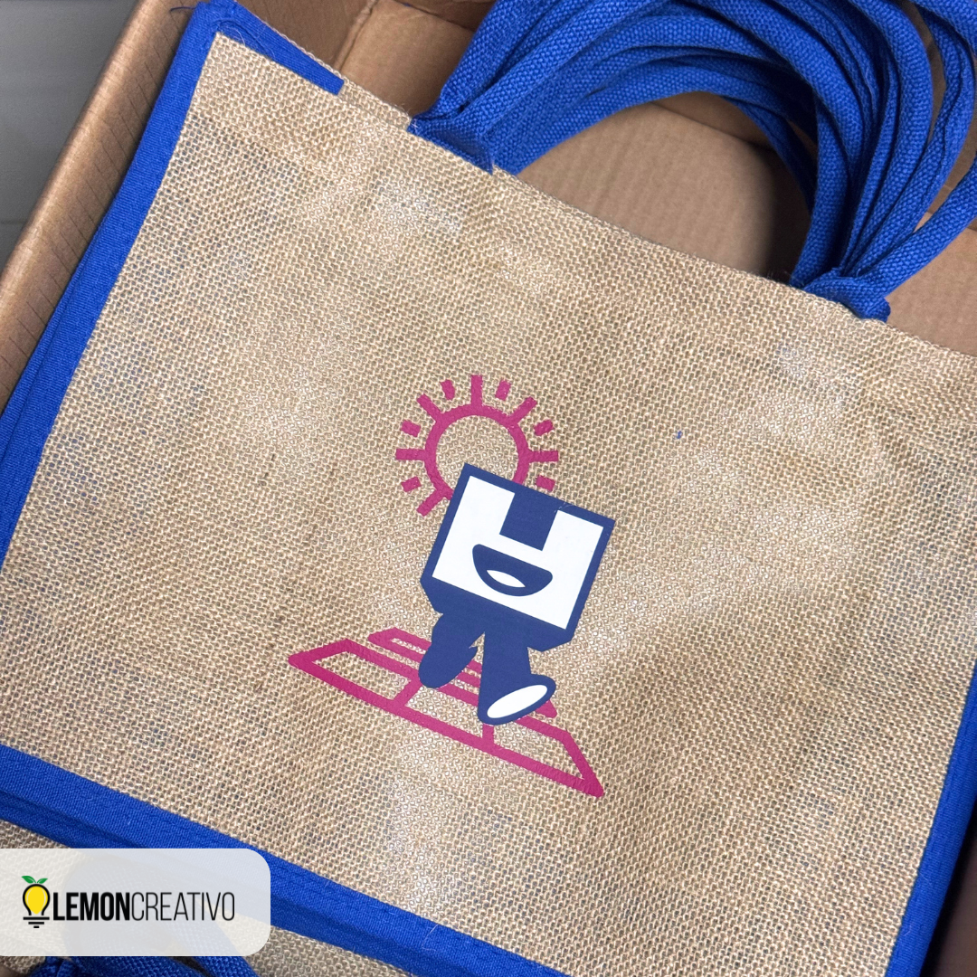 Custom Jute Bag with Colored Trim and Handle – Sustainable Style for Your Brand 