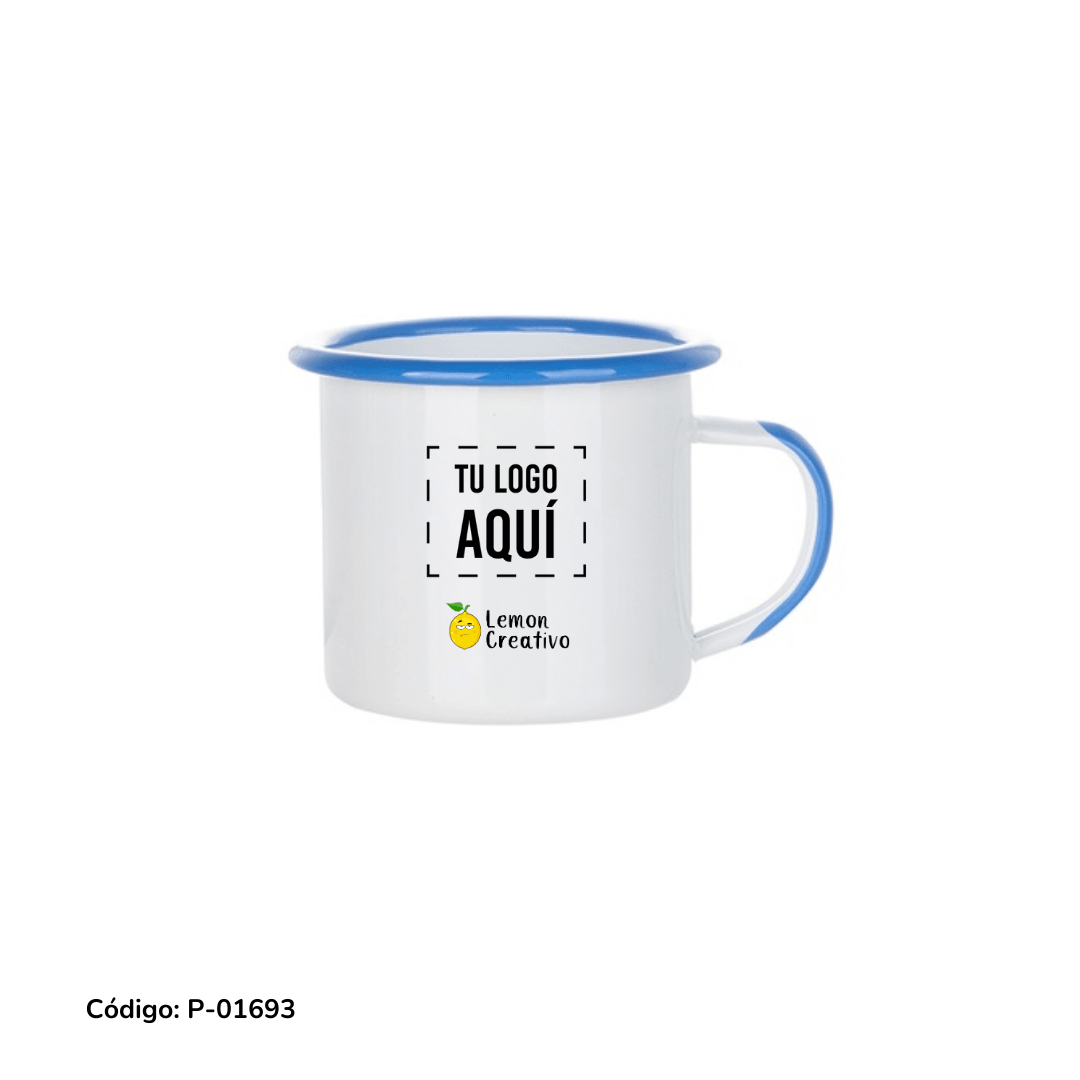 Taza Esmaltada Borde y Asa de Color