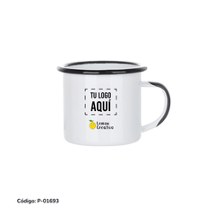 Taza Esmaltada Borde y Asa de Color