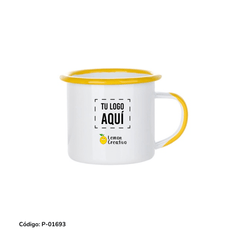 Taza Esmaltada Borde y Asa de Color