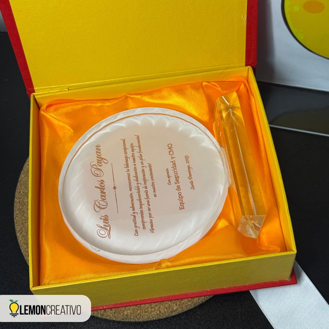 Placa de Reconocimiento de Cristal - Circular