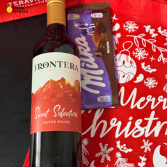 Set de Bolsa, Vino y Chocolate - Regalo Navideño Personalizado