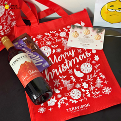 Set de Bolsa, Vino y Chocolate - Regalo Navideño Personalizado