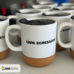 Tazas con Base de Corcho y Tapa Personalizadas